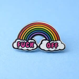 Fuck Off Rainbow With Clouds Pin Badge Hard Enamel Nickel Free Brooch Cute Feminist Kawaii