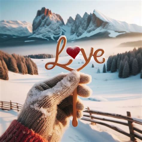 Escribir Texto Amor En La Nieve Foto Premium