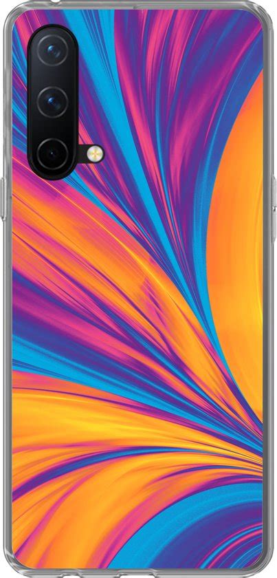 OnePlus Nord CE 5G Hoesje Veren Regenboog Neon Abstract