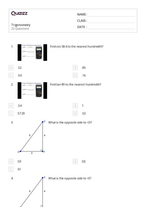 Trigonometry Worksheets On Quizizz Free Printable