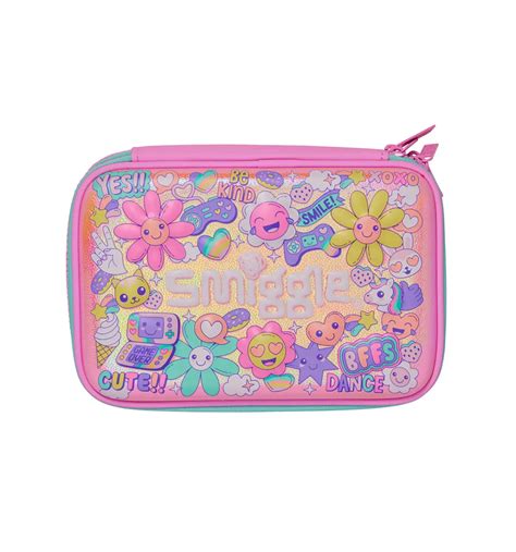 Smiggle Epic Adventures Hardtop Double Up Pencil Case Pink 3Y