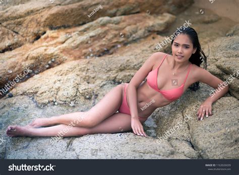Woman Pink Bikini On Beach Stock Photo 1163026039 Shutterstock