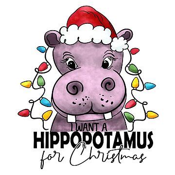 "Christmas Hippopotamus" Sticker for Sale by lifeintoart | Redbubble