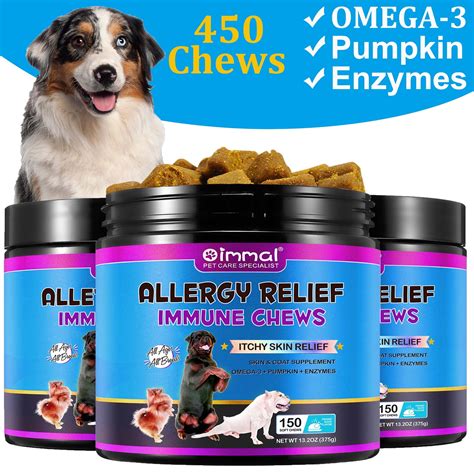 Oimmal Dog Allergy Relief Treats Immune Support 450 Chews,Itchy Skin