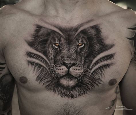 Lion Chest Tattoos For Men