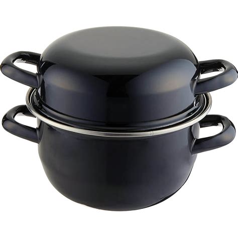 Enamel Steel Mussel Pot With Lid 25 Qts 070973 Hendi