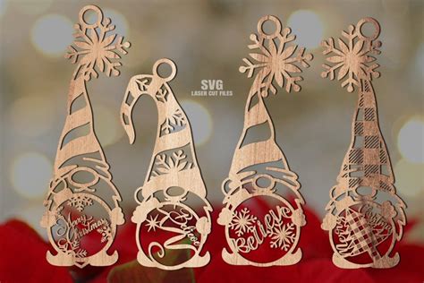 Christmas Snowflake Gnome Ornament Svg Glowforge File Bundle 1426879