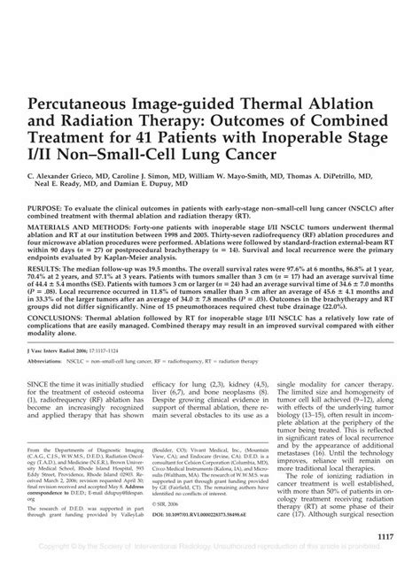 Pdf Percutaneous Image Guided Thermal Ablation And Radiation Therapy