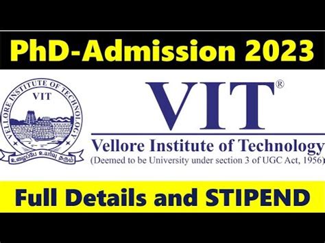 BEST PhD Admission 2023 II Vellore Institute Of Technology Research