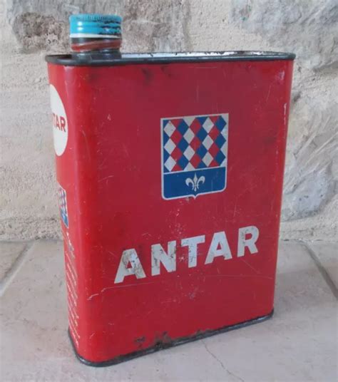 Ancien Bidon D Huile Antar France Oil Vintage Oil Can Rouge Petroliana