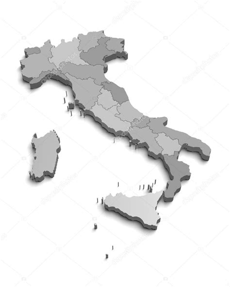 Mappa 3d Grigio Italia — Foto Stock © Yermek 24579481