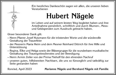 Traueranzeigen Von Hubert N Gele Augsburger Allgemeine Zeitung