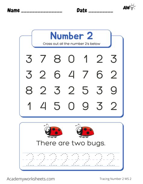 The Number 2 Tracing Academy Worksheets