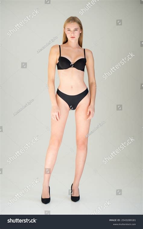 Portrait Beautiful Blonde Black Underwear On Stock Photo Shutterstock