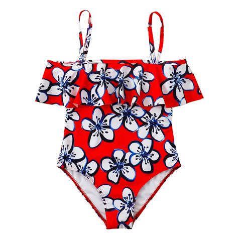 Herrnalise Girls One Piece Swimsuit Upf 50 Beach Sport Flower Print