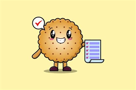 Premium Vector Cute Cartoon Cookies Character Holding Checklist Note