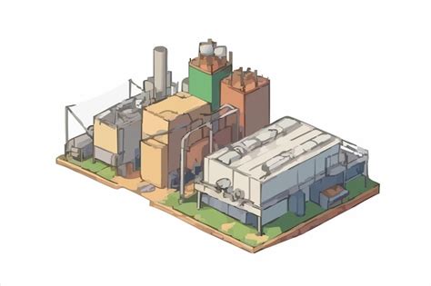 Un Dessin D Une Usine Toit Vert Et D Un Grand B Timent Toit Vert