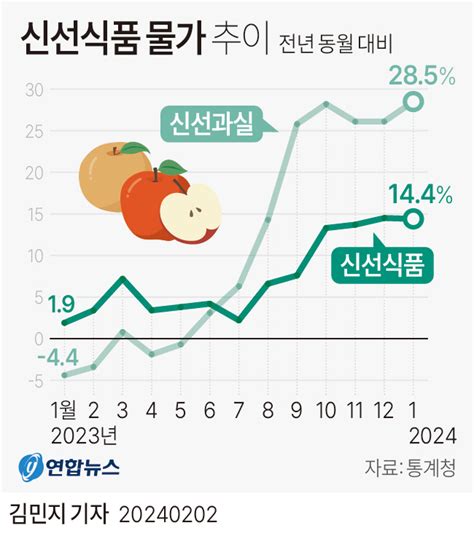 그래픽 신선식품 물가 추이 연합뉴스