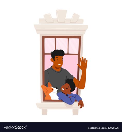 Heartwarming scene father and son character Vector Image