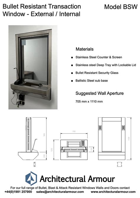 Architectural Armour Bullet Resistant Cashier Ticket Transaction Windows