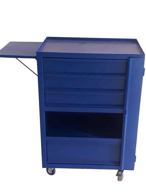 Blue Stainless Steel Tools Trolley For Use In Mechanical Workshop At