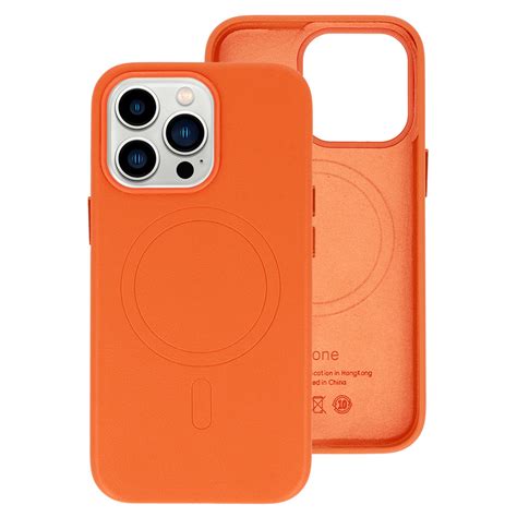 Magsafe Leather Case Iphone 14 Pro Max Orange Toptel Akcesoria Gsm