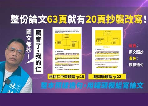 民進黨再爆林耕仁中華大學碩論涉抄襲：連謝誌、目錄都不放過 Yahoo奇摩汽車機車