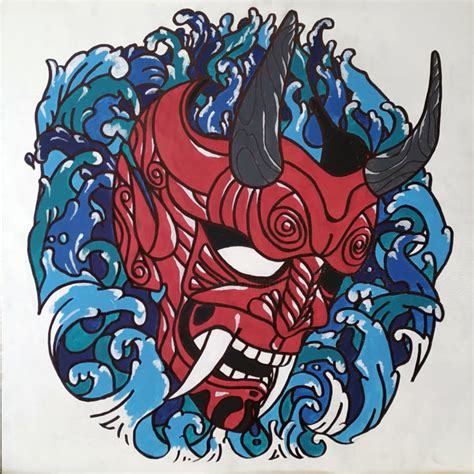 Hannya Wind Demon Mask Painting By Vasiliy Pimenov Artmajeur