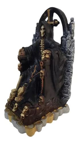 Santa Muerte Negra En Trono De Abundancia Riqueza Cm En Venta En