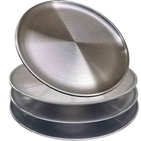 Amazon Pack Stainless Steel Plates Reusable Brushed Metal