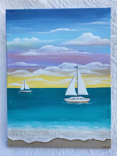 Sailboats at Sunset Acrylic Painting - Etsy