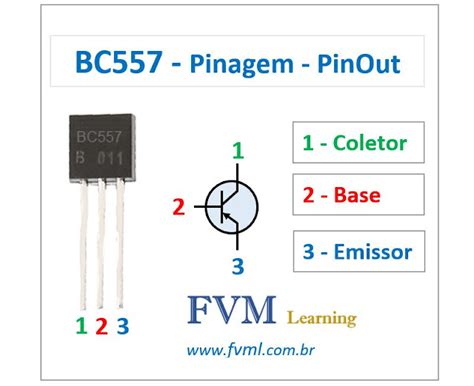 Pinagem Pinout Transistor PNP BC557 Características FVML