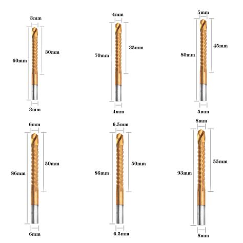 Titanium Coated HSS Woodworking Drills Bit 6pcs