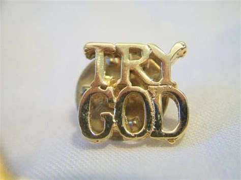 Try God Lapel Pin Religious Costume Jewelry Gold Tone Unisex Etsy