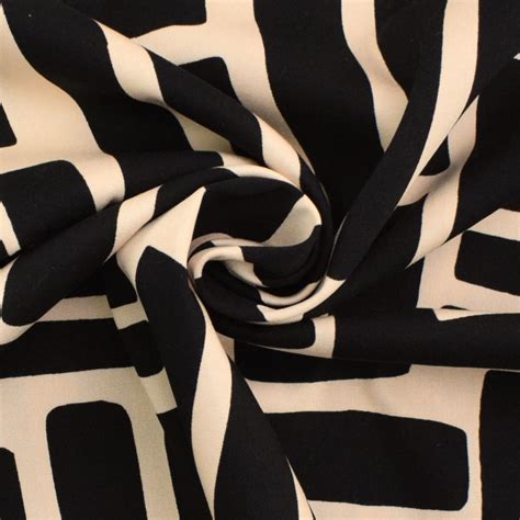 Tissu viscose sergé twill stretch Géométrique abstract noir Tissus