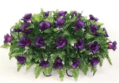 Xl Closed Purple Roses Artificial Silk Flower Cemetery Etsy In 2020