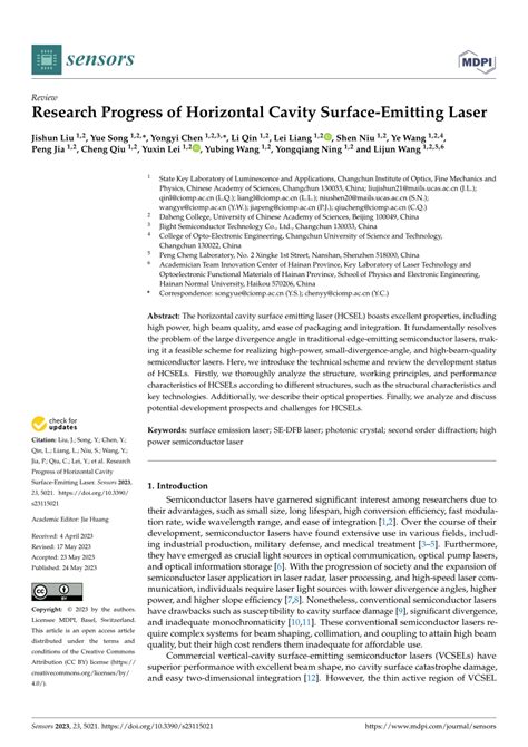 PDF Research Progress Of Horizontal Cavity Surface Emitting Laser