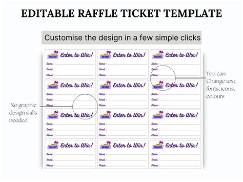 EDITABLE RAFFLE TICKET Template, Editable,raffle Template,custom Raffle ...