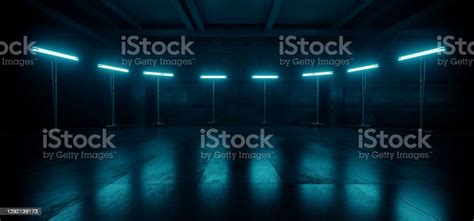 Sci Fi Industrial Cyber Futuristic Stage Blue Neon Led Lights Glowing