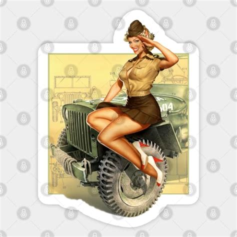 Pin Up WWII Willys MB Jeeps Vintage Pin Up Girl Pin Up Vintage