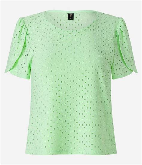 Blusa Em Laise Manga Bufante E Detalhe Sobreposto Verde