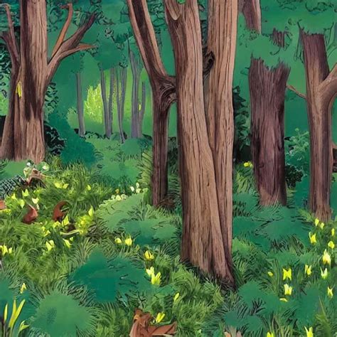 Very Detailed Forest Background For Disney Cartoon Stable Diffusion