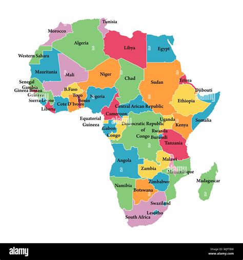 Editable map of Africa with border outlines Stock Photo - Alamy