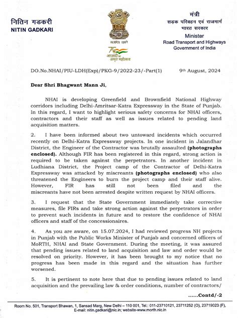 final letter issues  shri bhagwant mann honble chief minister