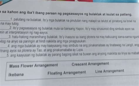 Piliin Sa Kahon Ang Ibat Ibang Paraan Ng Pagsasaayos Ng Bulaklak At