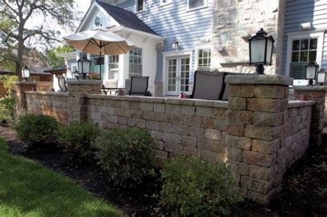 Unilock Pillar And Wall Featuring Estate Wall By Unilock Backyard