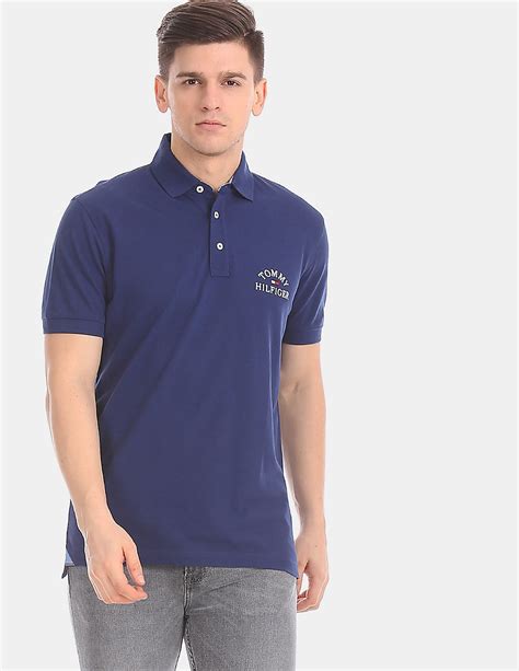 Buy Tommy Hilfiger Men Men Blue Regular Fit Pique Polo Shirt