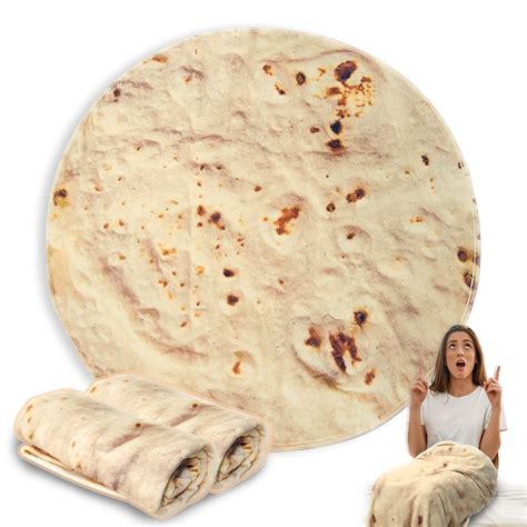 Tortilla Blanket Funny Food Throw Sausage Cheese Novelty Realistic Flannel Fleece Soft Cozy