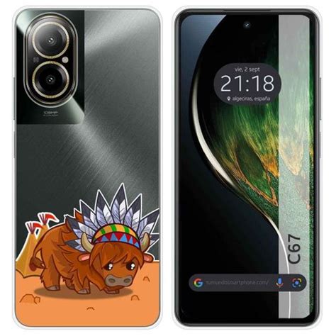 Funda Silicona Transparente Para Realme C67 4g Diseño Bufalo Dibujos