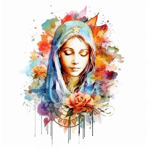 Pintura digital de una virgen maría. | Foto Premium